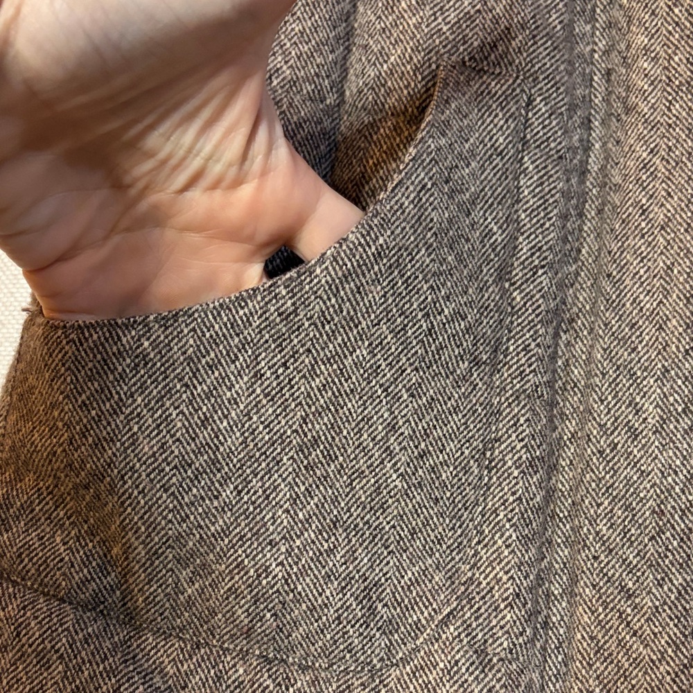 Tyler Boe Brown Herringbone Wool Blend Vest Women’s Small Zip Front - Picture 4 of 7